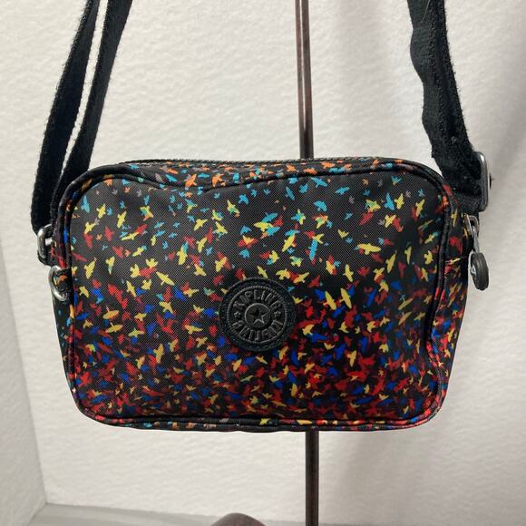 Kipling Abanu Small Crossbody with Multicolor Bird Pattern. Good Pre-Owned - Picture 1 of 12